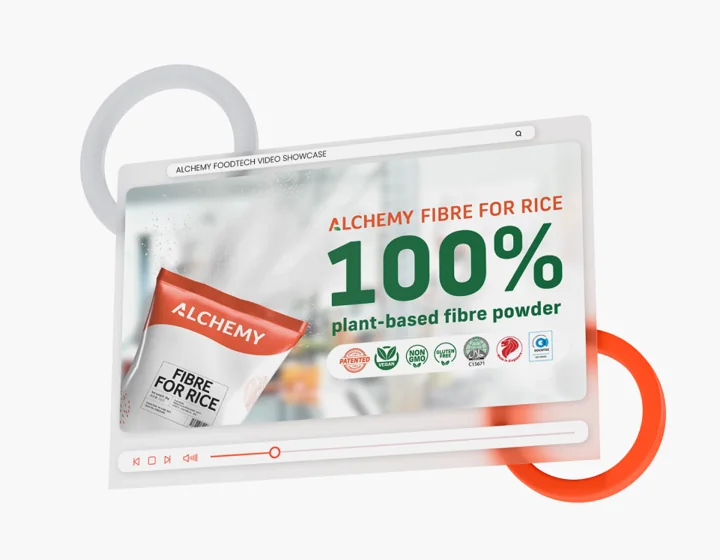 Alchemy product explainer content using its orange and green visual identity.