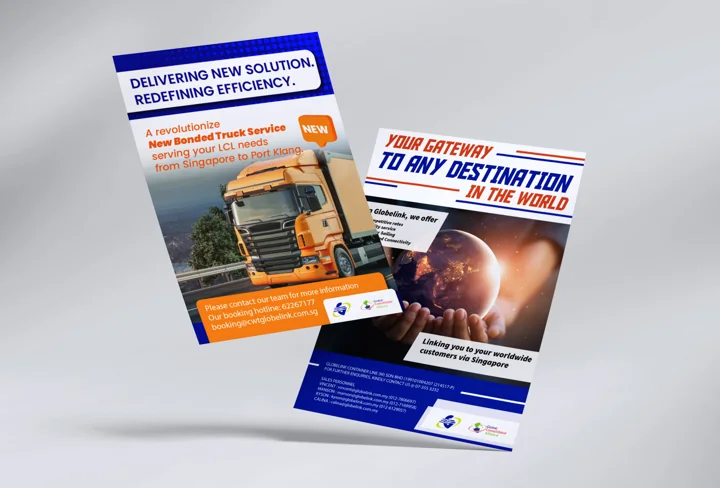 Two CWT Globelink freight service flyers.